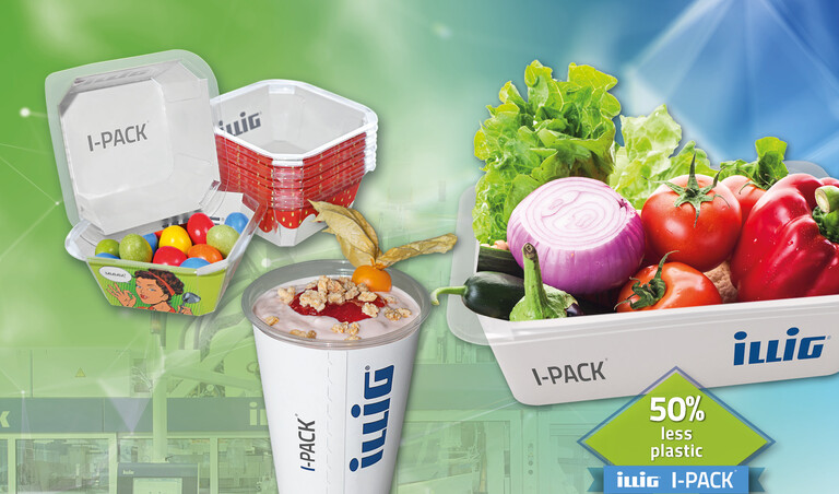 Environmentally friendly solutions from ILLIG – over 50% less plastic with I-PACK®. | © ILLIG Maschinenbau GmbH & Co. KG Environmentally friendly solutions from ILLIG – over 50% less plastic with I-PACK®. | © ILLIG Maschinenbau GmbH & Co. KG