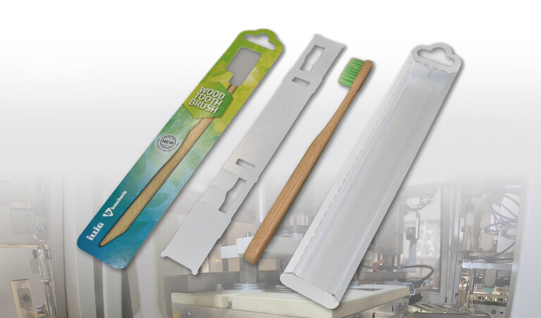 ILLIG's HSU 35b flexible packaging system is suitable for sustainable blister packaging made of solid cardboard with inlay for product fixation. | © ILLIG Maschinenbau GmbH ILLIG's HSU 35b flexible packaging system is suitable for sustainable blister packaging made of solid cardboard with inlay for product fixation. | © ILLIG Maschinenbau GmbH